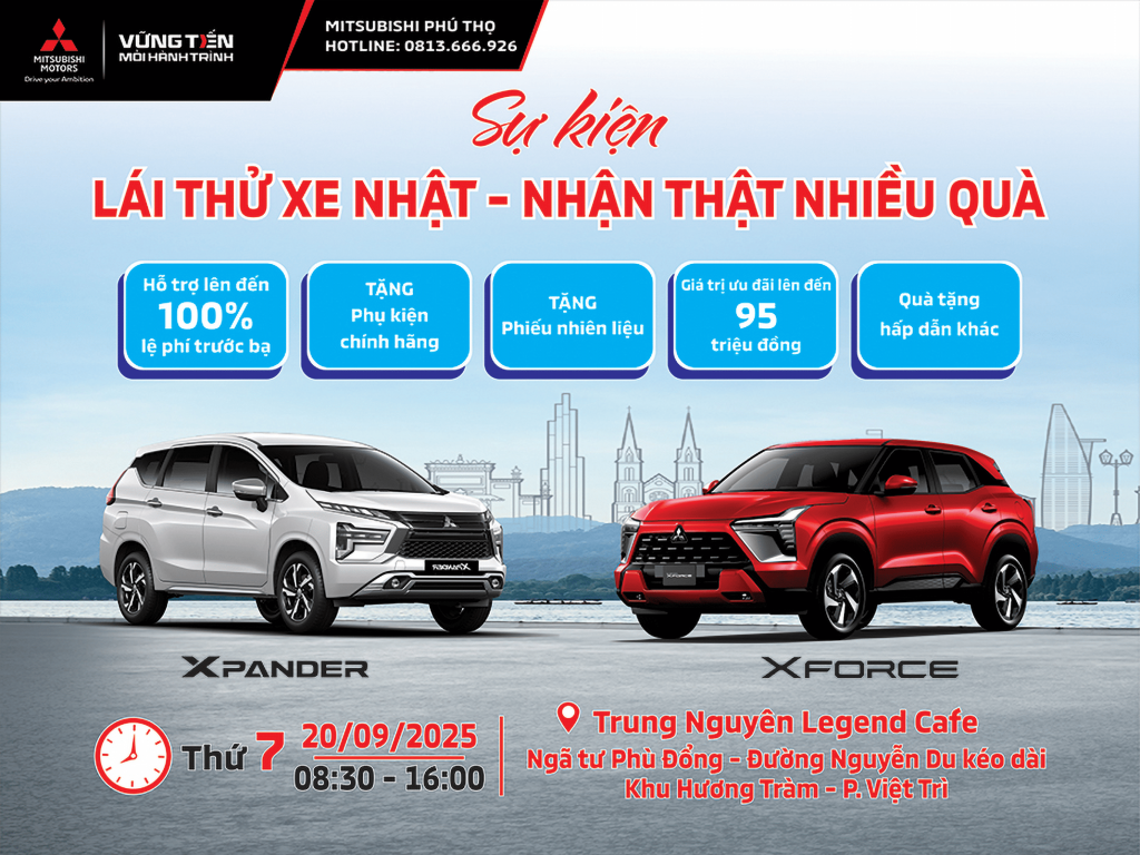 Sự kiện Lái thử xe cùng Mitsubishi Phú Thọ tại Phường Việt Trì, Tỉnh Phú Thọ